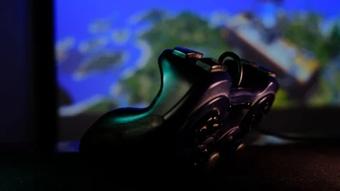 Black controller to play video games on game console. Stock Footage 130055436