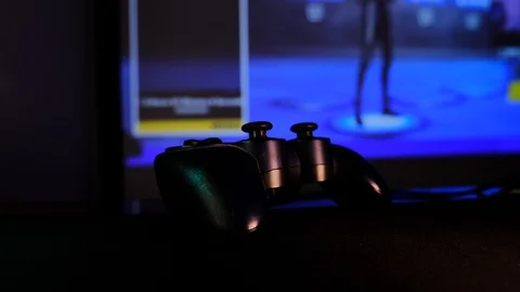 Black controller to play video games on game console. Stock Footage 130055449