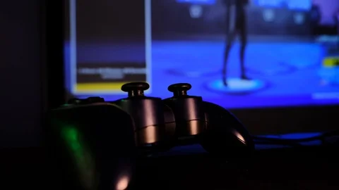 Black controller to play video games on game console. Stock Footage 130055455