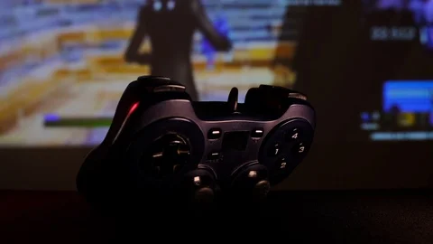 Black controller to play video games on game console. Stock Footage 130055464