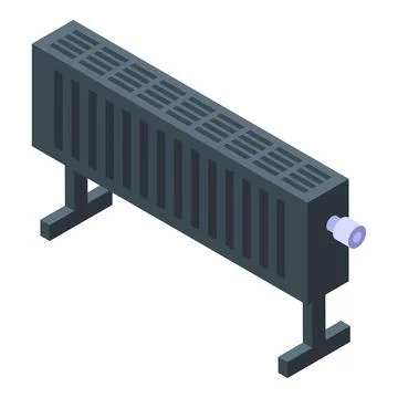Black convector icon isometric vector. Room radiator Illustrazione stock