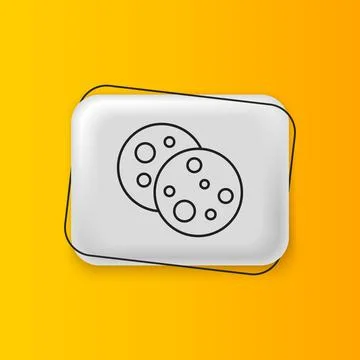 Black Cookie or biscuit with chocolate icon isolated on yellow background. .. Stock Illustration