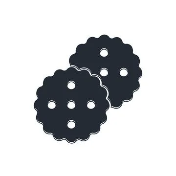 Black Cookie or biscuit with chocolate icon isolated on white background.  .. Stock Illustration