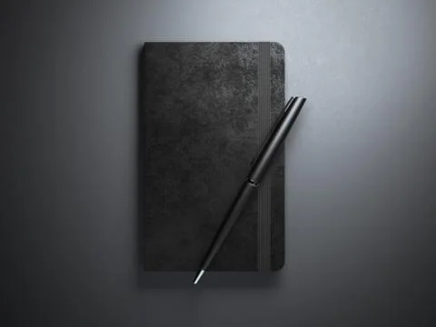 Black copybook with pen 库存插图