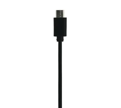 A black cord with a white plug Stock Photos