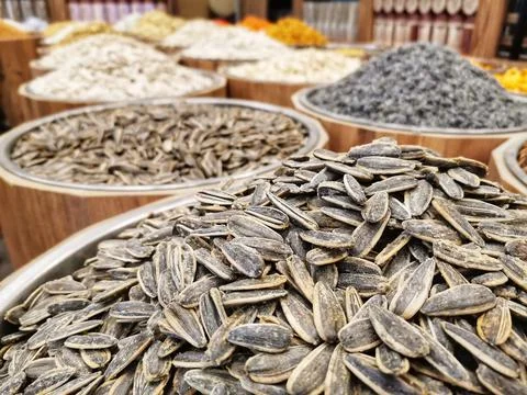 Black core. Nuts shop. Stock Photos