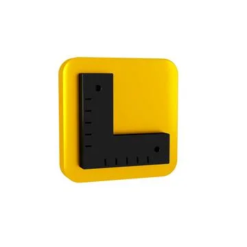 Black Corner ruler icon isolated on transparent background. Setsquare, angl.. Illustrazione stock