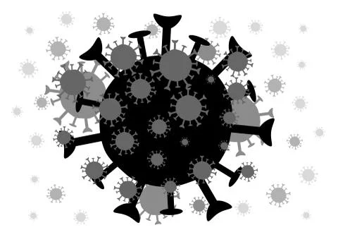 Black coronavirus on white background. Stock Illustration