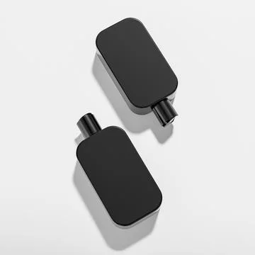 Black cosmetic plastic bottle with disk top flip cap mockup Stock Illustration