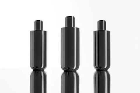 Black cosmetic plastic bottle with disk top flip cap mockup Stock Illustration