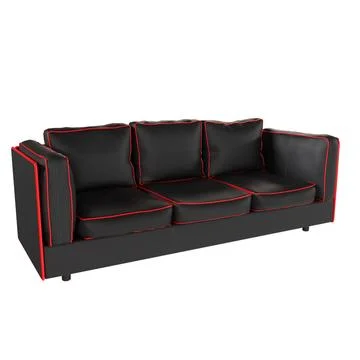 A black couch with red trim 库存插图