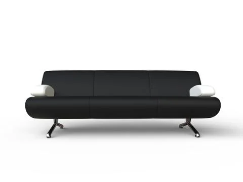 Black Couch With White Armrests Stock Illustration