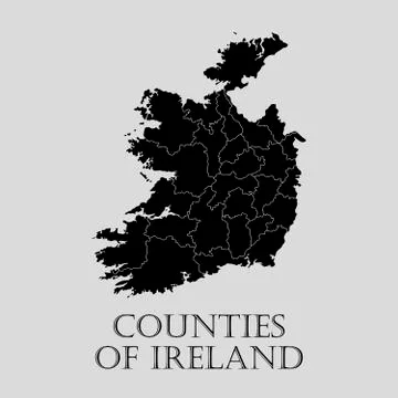 Black Counties of Ireland map - vector illustration Stock Illustration