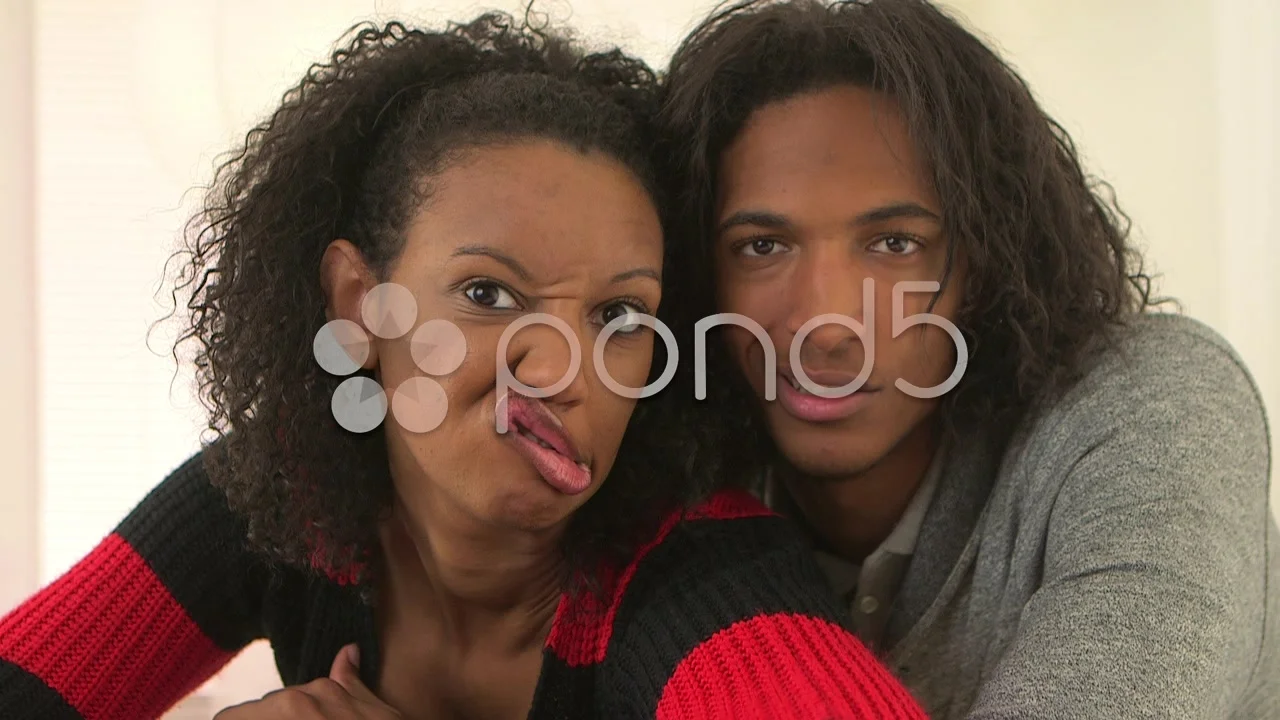 Black couple making funny faces at the camera