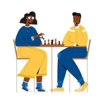 Black couple plays chess. Stock Illustration