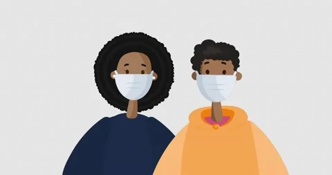Black Couple Wearing Protective Mask. Social Distancing. Covid-19 Pandemic. Stock Footage 172032560