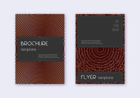 Black cover design template set. Gold abstract lin Stock Illustration
