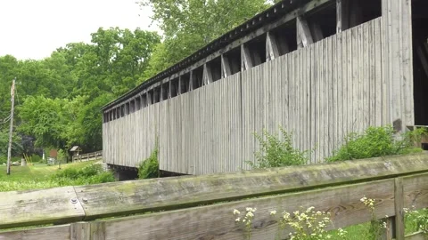 Black Covered Bridge in Preble County Ohio Stock Footage 263914026