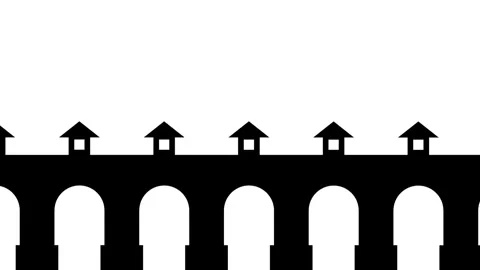 Black Covered Bridge with Tiny Roofs Stock Footage 335637881