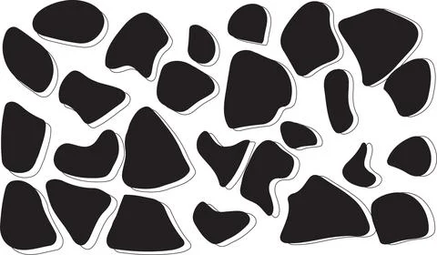 Black cow print pattern with abstract animal spots and organic shapes for Stock Illustration