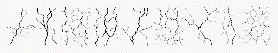 Black crack or kintsugi texture. Set of lightning flash vector illustration 스톡 일러스트