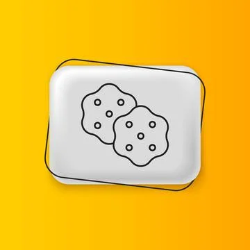 Black Cracker biscuit icon isolated on yellow background. Sweet cookie. Sil.. Stock Illustration
