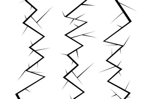 Black cracks on a white background. Isolate Stock-Illustration