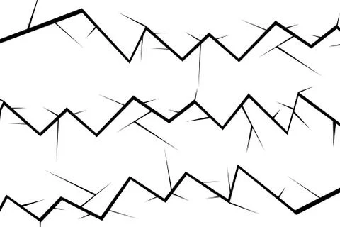 Black cracks on a white background. Isolate Stock Illustration