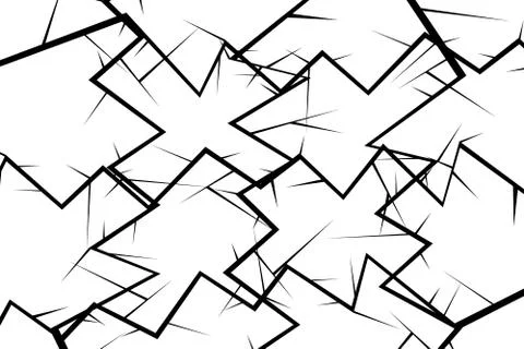 Black cracks on a white background. Isolate Stock Illustration