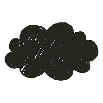 Black crayon cloud shape, cartoon text box black silhouette chalk or charcoal Illustrazione stock