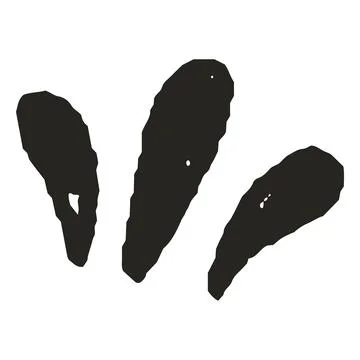 Black crayon hand drawn three smear, leaf or petal shape, chalk or pencil Stock Illustration