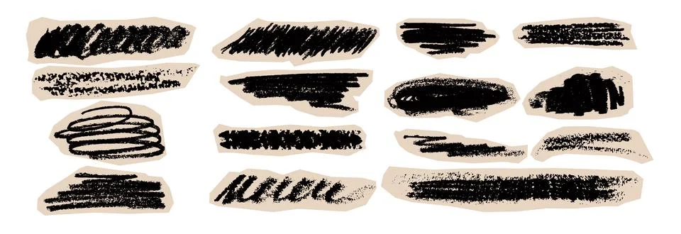 Black crayon scribbles set isolated on white Stockillustratie