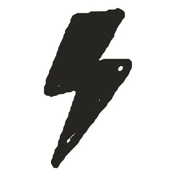 Black crayon sketch flash lightning vector icon, scribble high voltage Stock Illustration