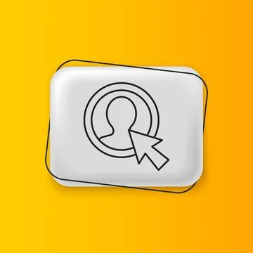 Black Create account screen icon isolated on yellow background. Silver rect.. イラスト素材