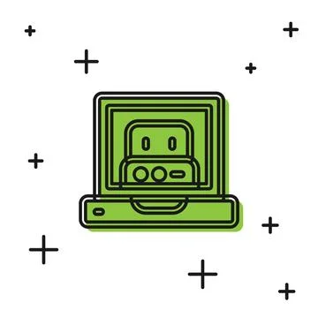 Black Creating robot icon isolated on white background. Artificial intelligence Stock Illustration