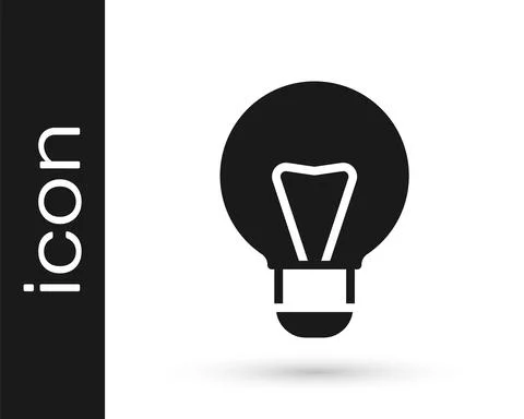 Black Creative lamp light idea icon isolated on white background. Concept ideas Stock Illustration
