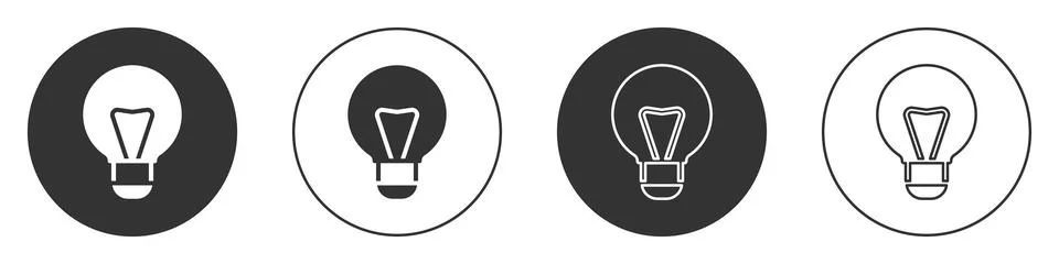 Black Creative lamp light idea icon isolated on white background. Concept i.. Stock Illustration