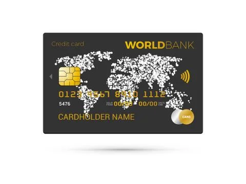 Black credit card with world map Stock-Illustration