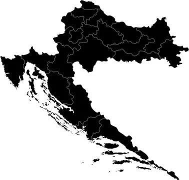 Black Croatia map Stock Illustration