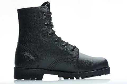 Black crocodile leather boot Stock Photos