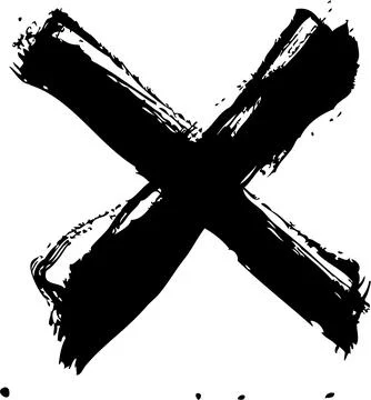 Black Cross Brush Stroke on White Background Stock Illustration