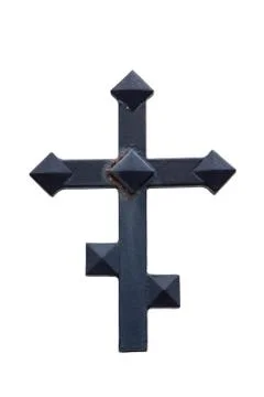 Black cross Isolated on white background Stock Photos