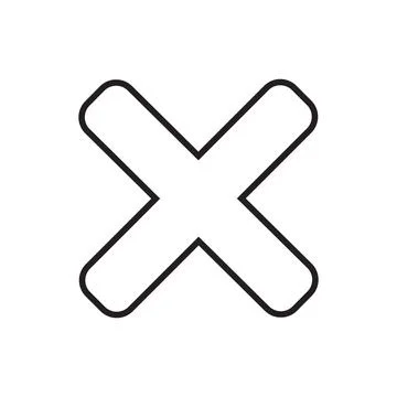 Black Cross Mark Line Art Vector Icon Stock Illustration