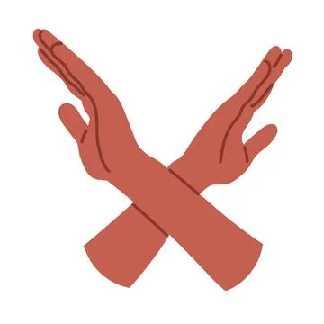 Black Crossed arms. Flat vector illustration isolated on white background Stock Illustration