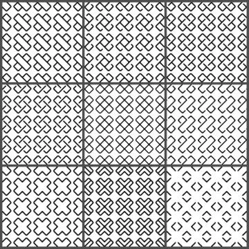 Black crosses seamless pattern set Stock Illustration