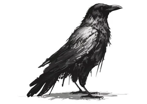 Black crow is a bird of prey. Stock Illustration