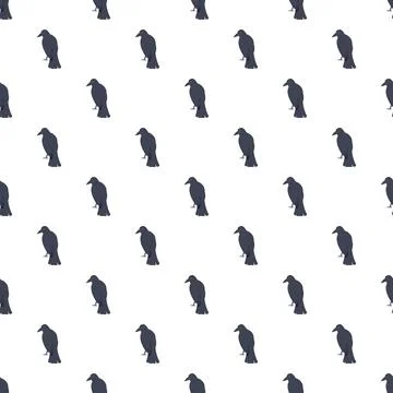Black crow bird seamless pattern background Illustrazione stock