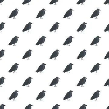 Black crow bird seamless pattern background Illustrazione stock