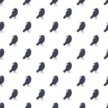 Black crow bird seamless pattern background 库存插图