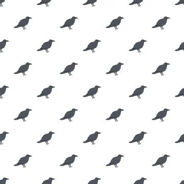 Black crow bird seamless repeating pattern background Illustrazione stock